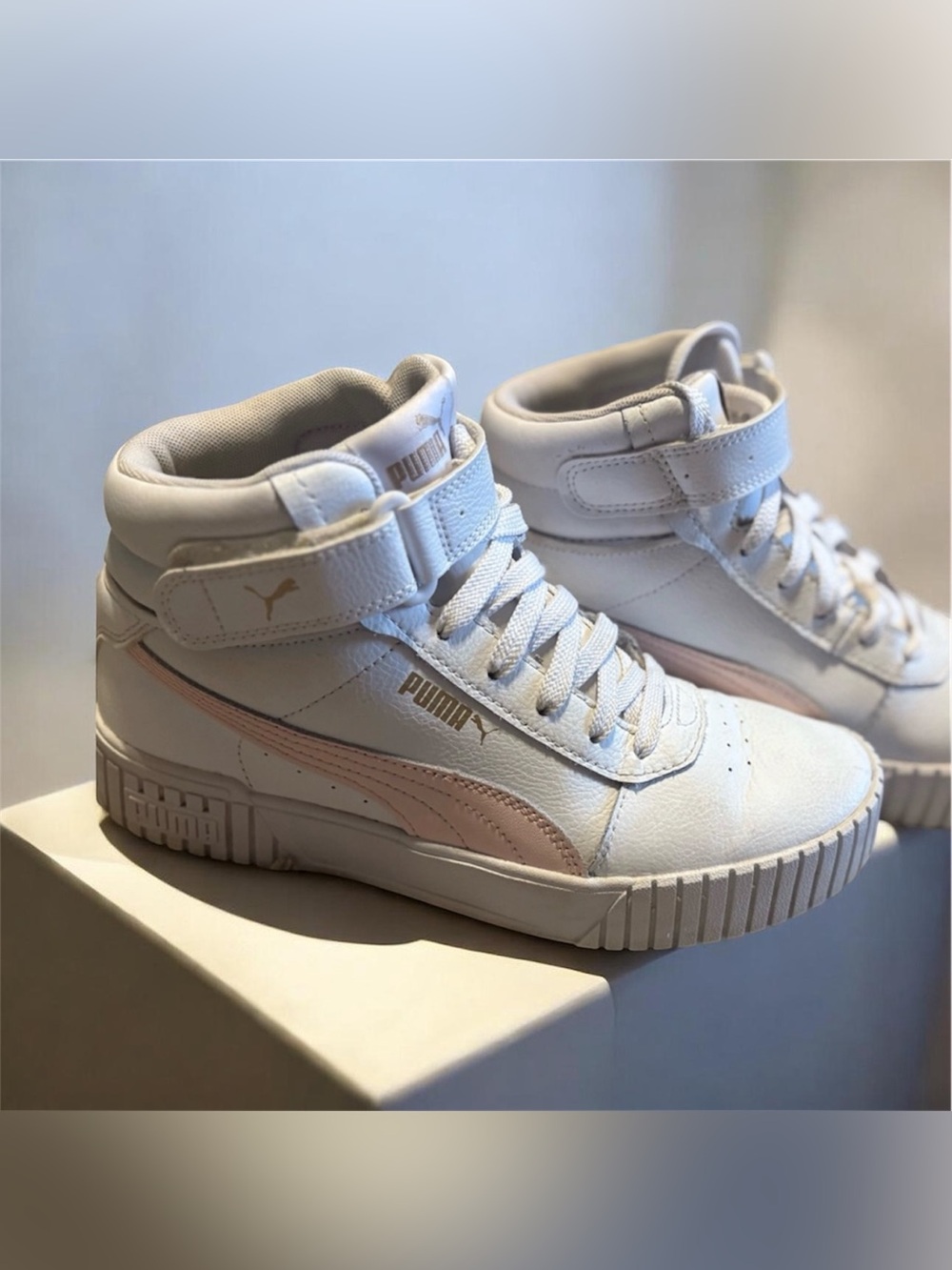 PUMA Carina Mid Women’s Sneakers White Pink High Top Size 7
